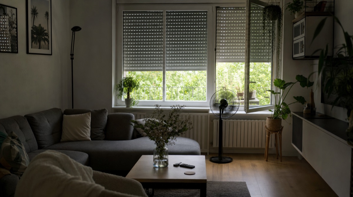 Kuehles beschattetes Wohnzimmer